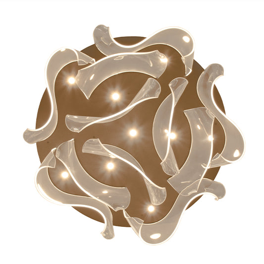 Plafón LED CCT Claire 150 cm Dorado LUMIT Interlusa instalada en ambiente decorativo de salón o dormitorio | Interlusa