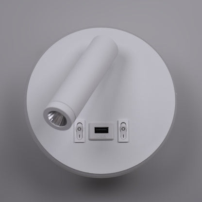 Aplique MATSYS fabricado en metal color blanco con puerto USB