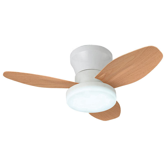 Ventilador BELAIR TAURO MINI blanco/haya con luz LED integrada - LUZGURÚ
