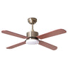 Ventilador de Techo SHAKESPEAR KENIA Cuero - 4 Aspas Reversibles - Luz LED Integrada - LUZGURÚ