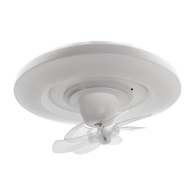 Detalles del Ventilador de Techo con Luz BELAIR RAKI MOVE B-28210 (Blanco, 48cm, 6 Aspas, 38W LED).  Motor DC silencioso, mando a distancia, modos verano/invierno, temporizador, función brisa y modo nocturno.  Colección RAKI MOVE de Interlusa, LuzGurú.
