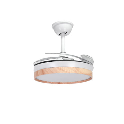 Detalles del Ventilador de Techo BELAIR COSMOS MINI (Ref. B-28400-40 WO) - Luz LED integrada 48W, 4800lm, 3000/4000/6000K, 4 aspas retráctiles de 91cm, Blanco/Haya, mando a distancia,  Interlusa LUZGURÚ.
