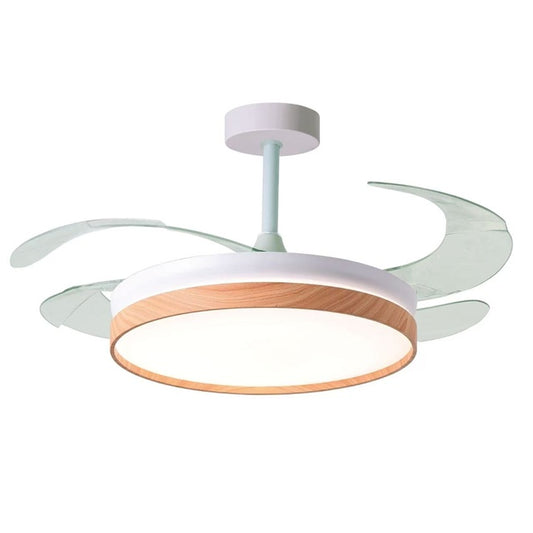 Ventilador BELAIR COSMOS ECO blanco/haya, 4 aspas retráctiles, 72W LED, D.108/50cm - LUZGURÚ