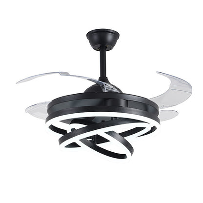 Ventilador de Techo BELAIR SFERA Negro con Luz LED - 4 Aspas Retráctiles - LUZGURÚ