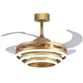 Ventilador de Techo BELAIR SFERA Oro - 4 Aspas Retráctiles - Luz LED Integrada - LUZGURÚ