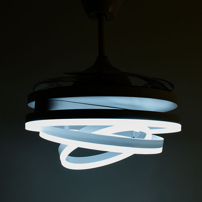 Detalles del Ventilador de Techo BELAIR SFERA B-28500WT (Blanco, 108cm, 6480lm, Luz Ajustable, Aspas Retráctiles) - LUZGURÚ
