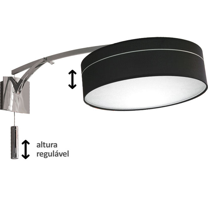 Atibaia Aplique de Pared Negro y Cromo LUMIT CM001*1W, diseño moderno y elegante.