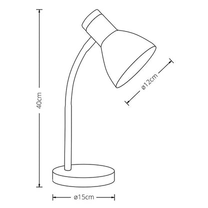 Flexo de sobremesa con portalámparas E27 y protección IP20