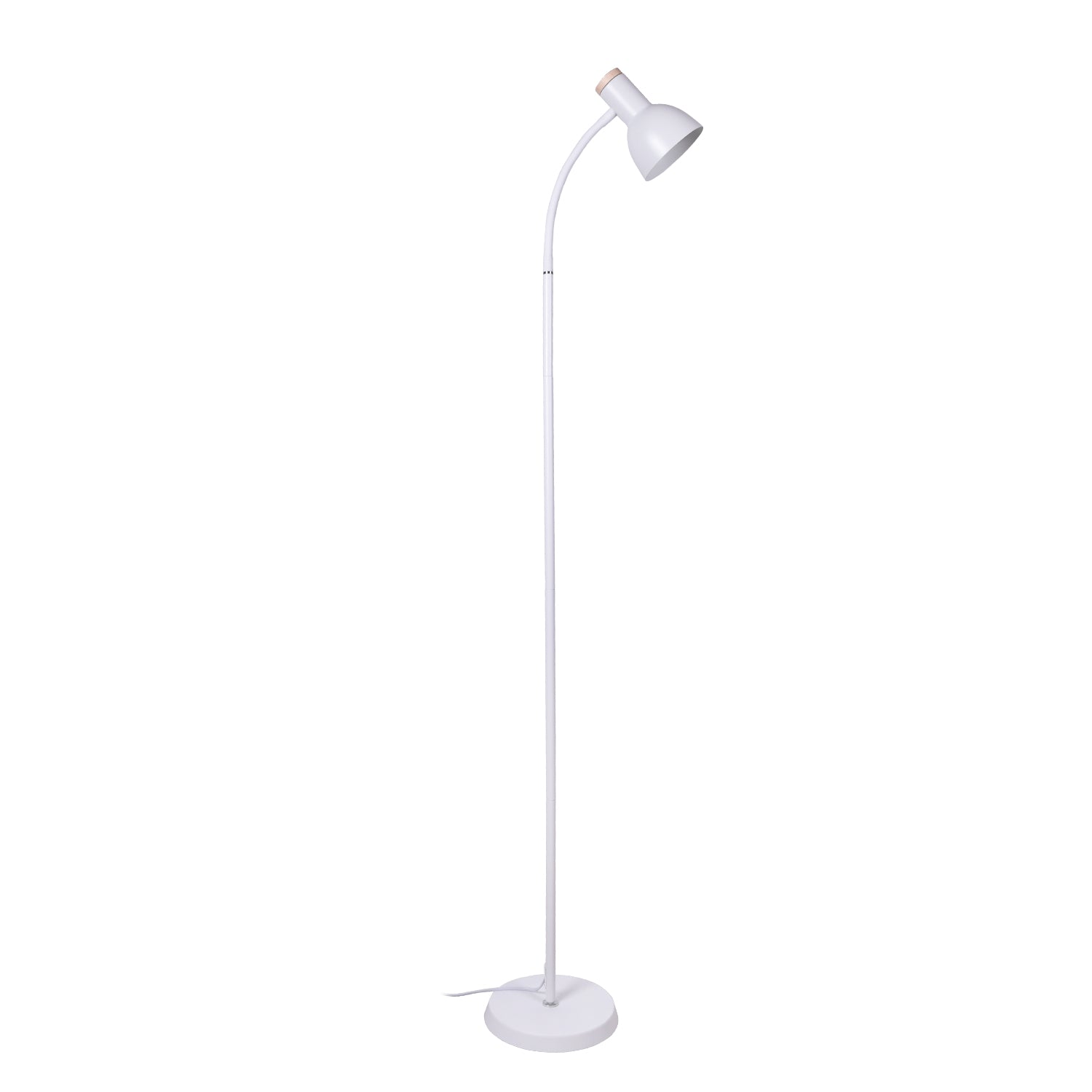 Lámpara de Pie Nórdica BELAIR Argos D3005 para salón con diseño en madera y metal blanco.