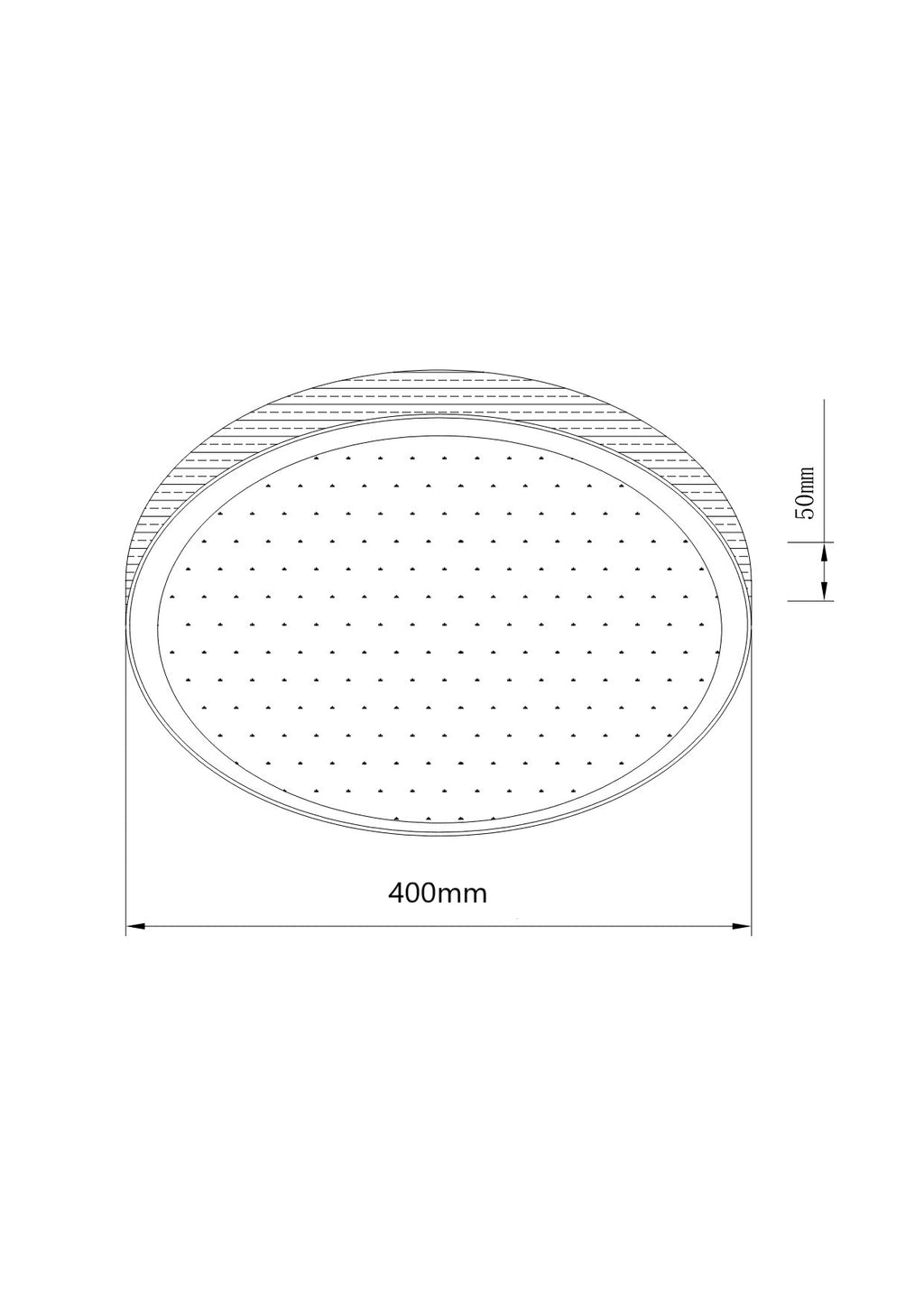 Medidas, Plafón LED Tranas de Muñoz e Hijos (Tranas) en color Blanco y tamaño 400mm - Ref 984016.

