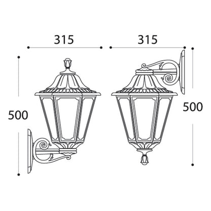 Aplique RUT fabricado en resina negra, color negro, ideal para exterior.