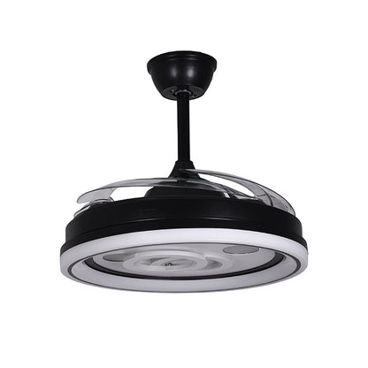 Detalles del Ventilador de Techo LED BELAIR DAFNE Negro (F-1017) de Interlusa: 4 aspas retráctiles, 108cm, 72W LED, 3000-4000-6000K, mando a distancia, función verano/invierno.  LUZGURÚ.
