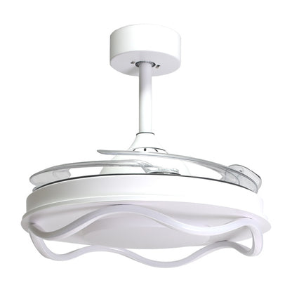 Ventilador de techo BELAIR ANTEA F-1027 blanco, 108cm, 6 velocidades, luz LED 6480lm ajustable (3000K-6000K), aspas retráctiles, mando a distancia, Interlusa LUZGURÚ.
