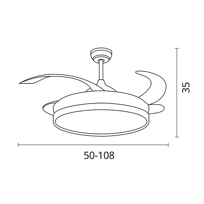 Ventilador de Techo KEPLER Plata con Aspas Retráctiles y LED 72W Interlusa - imagen 3 | Interlusa