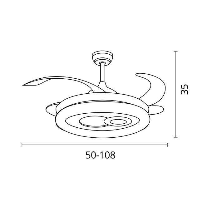 Ventilador de Techo con Luz HERMES 108 cm Aspas Retráctiles Blanco Belair - imagen 3 | Interlusa