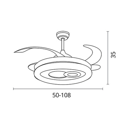 Ventilador de Techo con Luz HERMES 108 cm Aspas Retráctiles Blanco Belair - imagen 3 | Interlusa