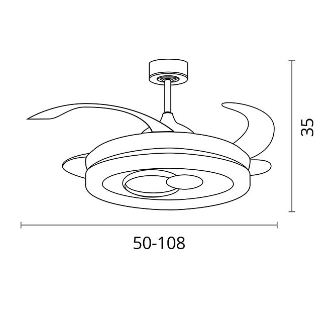 Ventilador de Techo con Luz HERSA 116W LED Aspas Retráctiles Blanco Interlusa - imagen 3 | Interlusa