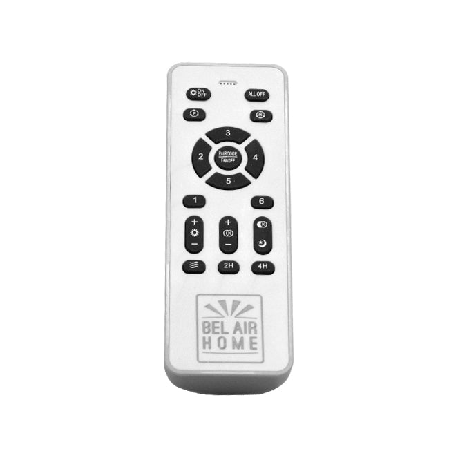 Detalles del Ventilador de Techo LED Belair Ondas F-1039 WH de Interlusa: 108cm, 72W, 6480lm, 3000-6000K, 4 Aspas Retráctiles, Blanco/Blanco, Mando a Distancia, Luz Ajustable, Silencioso.
