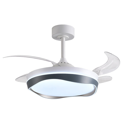 Ventilador de Techo BELAIR ALMATI Blanco/Plata con Luz LED - 4 Aspas Retráctiles - LUZGURÚ