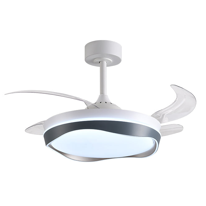 Ventilador DC ALMATI , 4 aspas retráctiles, 72W LED 3000|4000|6000K, Al.35xD.108/50cm - Blanco/plata | Interlusa · Ref. F-1045 SL