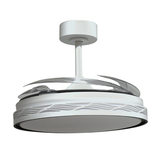 Ventilador de Techo con Luz RIGA 108 cm Aspas Retráctiles Blanco/Negro Interlusa - imagen 2 | Interlusa