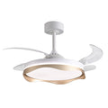 Ventilador BELAIR OLAS Blanco/Oro con Luz LED - F-1049 GL - LUZGURÚ