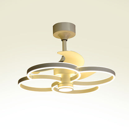 Detalles del Ventilador de Techo LED Belair Trebol F-1061 de Interlusa: 60cm, 3 Aspas, 6 Velocidades, Luz 200W (3000-6000K), Motor DC, Mando a Distancia, Blanco.  Luzgurú.
