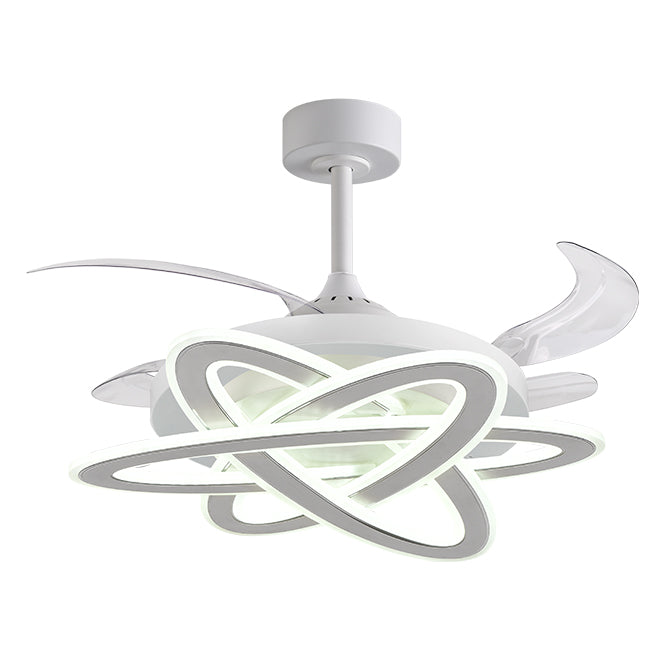 Ventilador de Techo BELAIR SATURNO Blanco - 4 Aspas Retráctiles - Luz LED 200W - LUZGURÚ