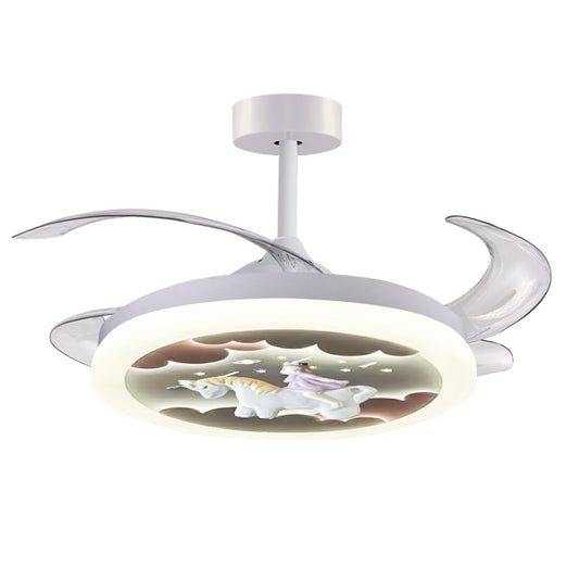 Unicornio Ventilador Infantil BELAIR con Luz LED y Aspas Retráctiles F-1076