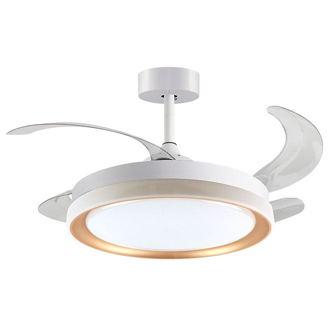 Ventilador de Techo BELAIR KIGALI Blanco/Oro con Luz LED - LUZGURÚ