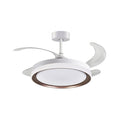 Ventilador BELAIR KIGALI MINI Blanco/Marrón con Luz LED - 4 Aspas Retráctiles - LUZGURÚ