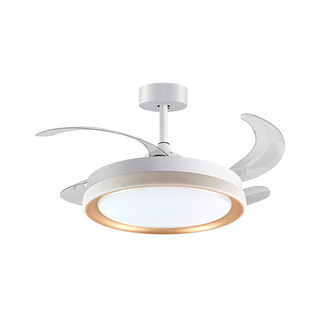 Ventilador BELAIR KIGALI MINI Blanco/Oro con Luz LED Integrada - LUZGURÚ