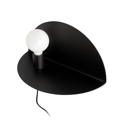 Luminaria de pared NIT aplique izquierdo negro mate FARO 01004, diseño Goula Figuera en acero con estante integrado para iluminación interior de habitaciones