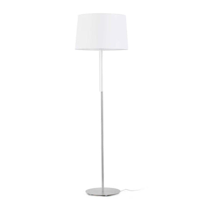 Lámpara de pie VOLTA blanca de FARO modelo 20029, diseño clásico en acero y textil para iluminación interior en salón o dormitorio
