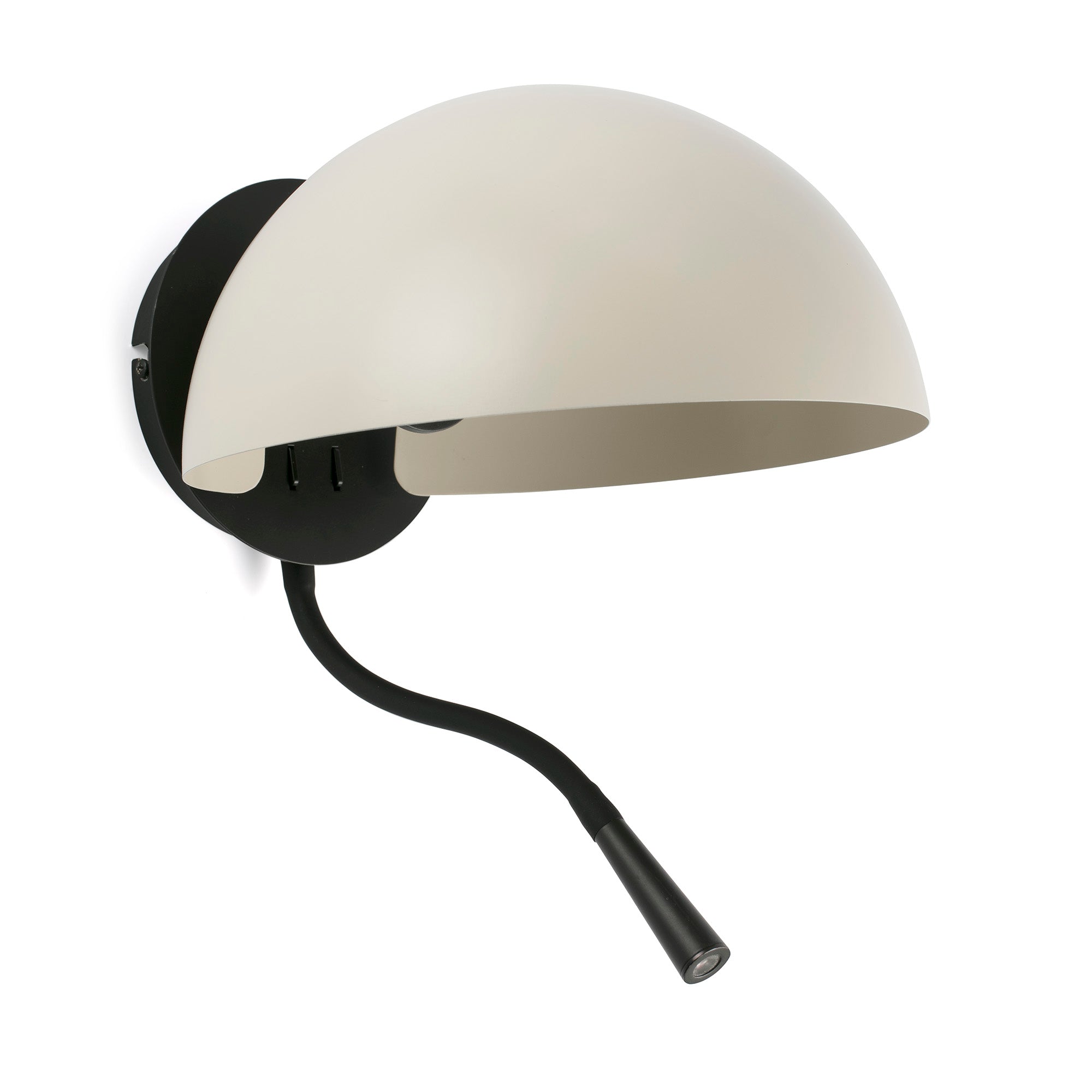 Aplique de pared Dominica Beige con lector FARO 20032-122, luminaria superficie acero estilo industrial para lectura e iluminación indirecta interior