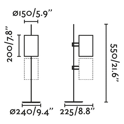 Dimensiones de la lámpara de sobremesa GUADALUPE negra y beige de FARO modelo 20033-80, diseño contemporáneo en acero para iluminación interior del hogar con luz indirecta