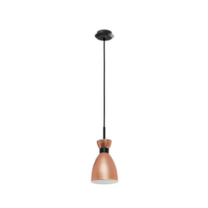 Luminaria colgante retro Faro en cobre mate, modelo 20046, diseño Lluscà para iluminación interior residencial con bombilla LED E14, estilo suspensión vintage