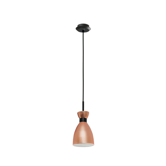 Luminaria colgante retro Faro en cobre mate, modelo 20046, diseño Lluscà para iluminación interior residencial con bombilla LED E14, estilo suspensión vintage