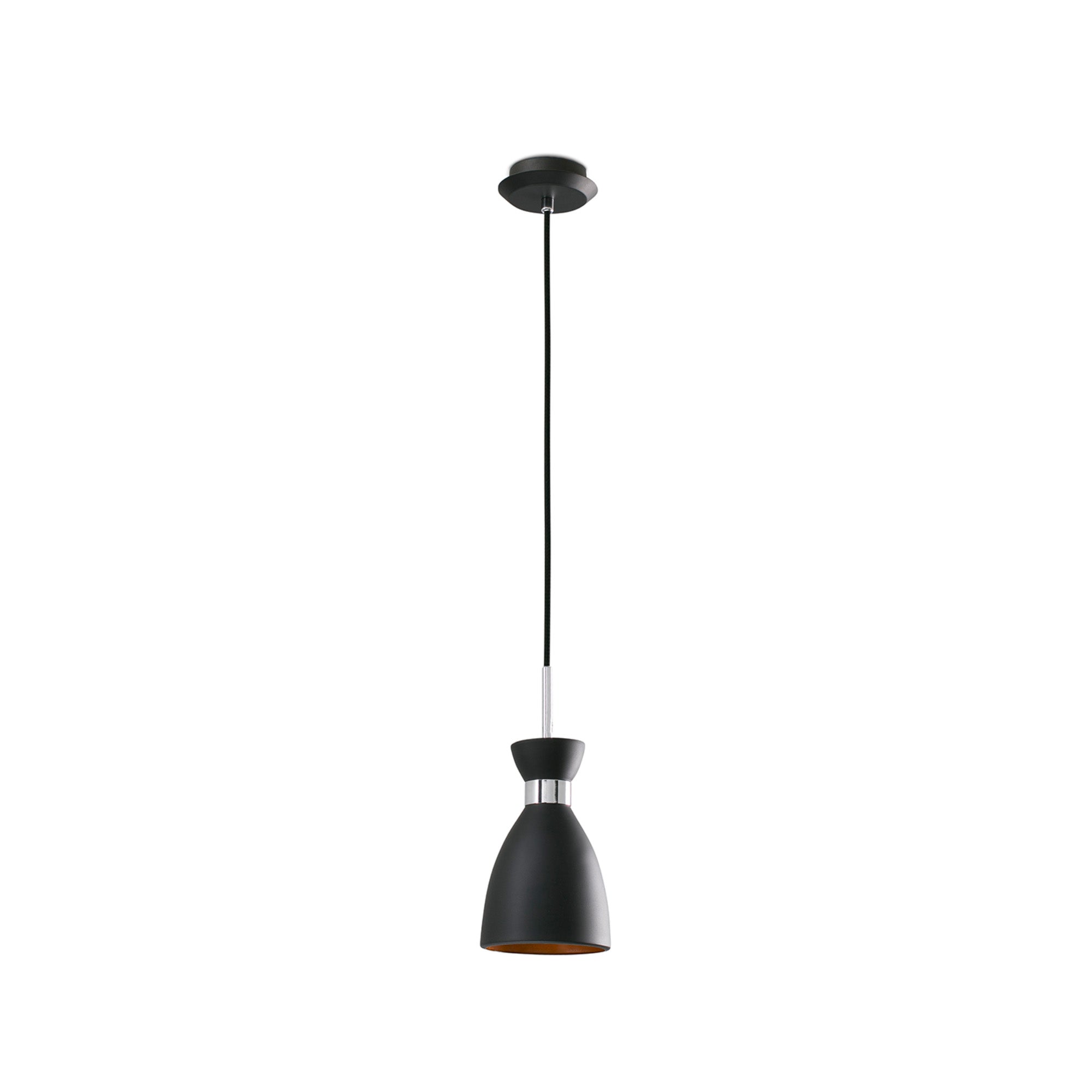 Lámpara colgante retro FARO 20050 en negro mate y cobre, diseño suspensión de acero inspirado en los años 60 para iluminación interior LED