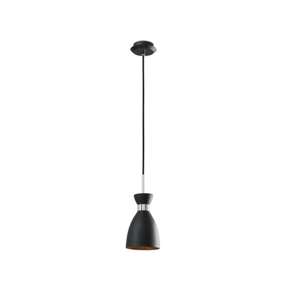 Lámpara colgante retro FARO 20050 en negro mate y cobre, diseño suspensión de acero inspirado en los años 60 para iluminación interior LED