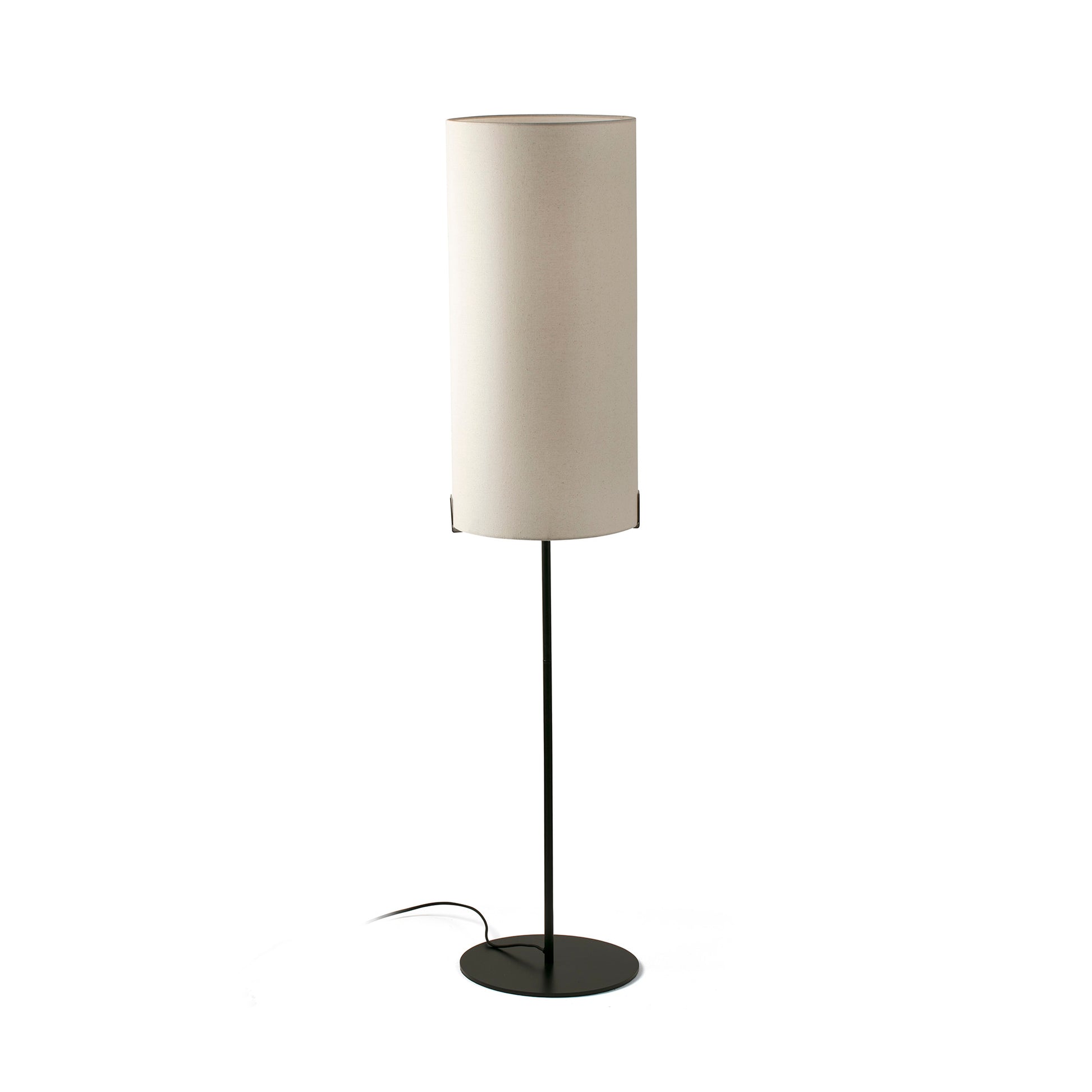 Lámpara de pie NILA negro mate y blanco roto de FARO modelo 20055, diseño contemporáneo en acero y textil para iluminación de salón interior