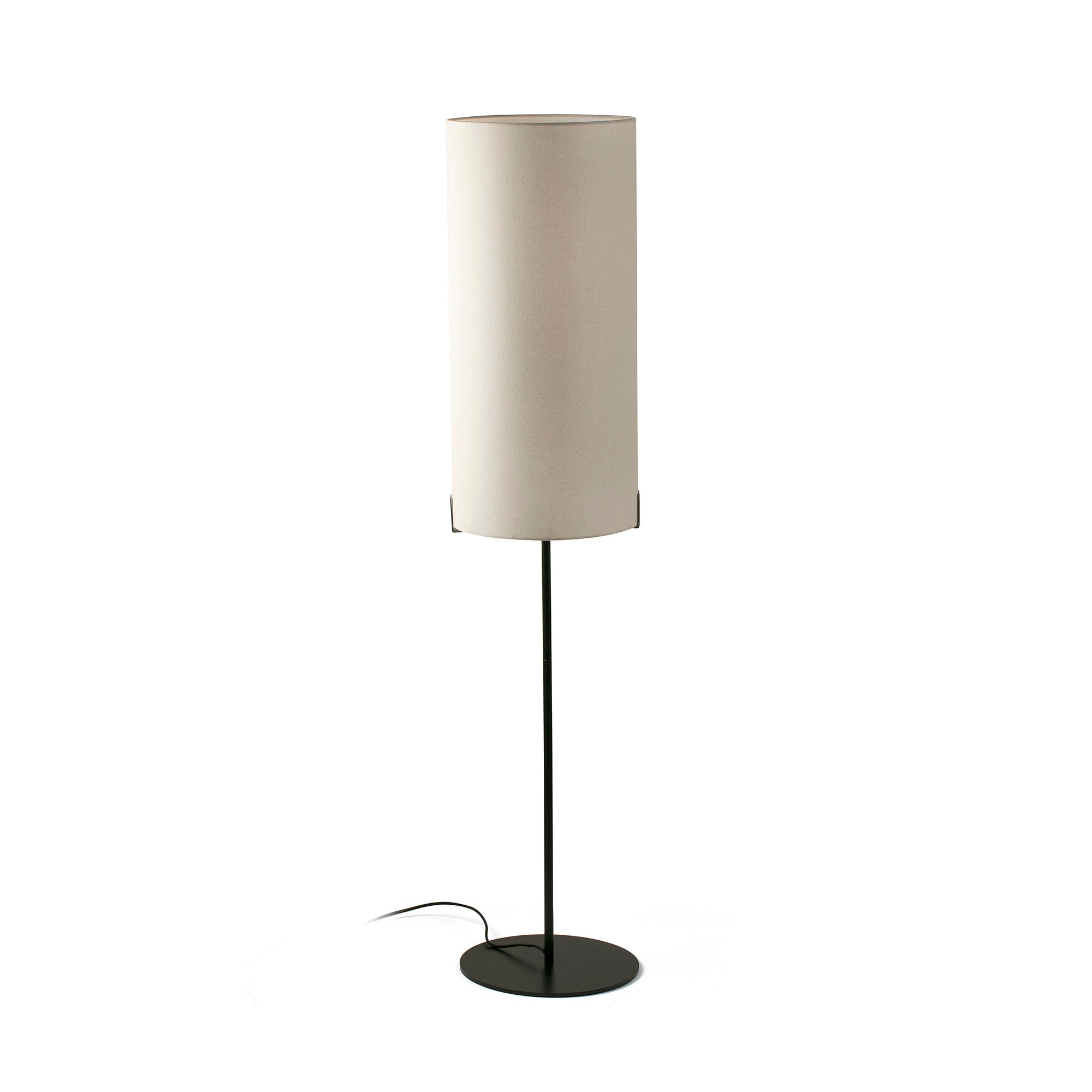 Lámpara de pie NILA negro mate y blanco roto de FARO modelo 20055, diseño contemporáneo en acero y textil para iluminación de salón interior