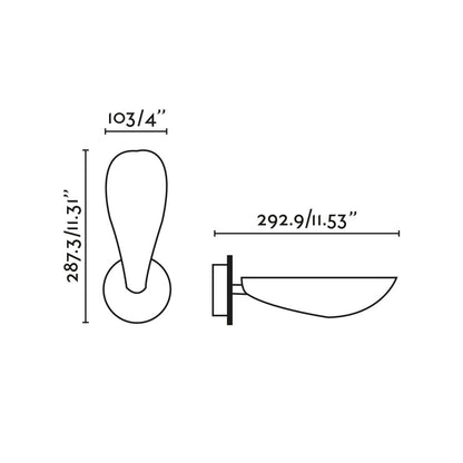 Dimensiones del aplique de pared Liggera Negro FARO 20077 en acero negro mate, diseño minimalista japonés para iluminación interior versátil y orientable
