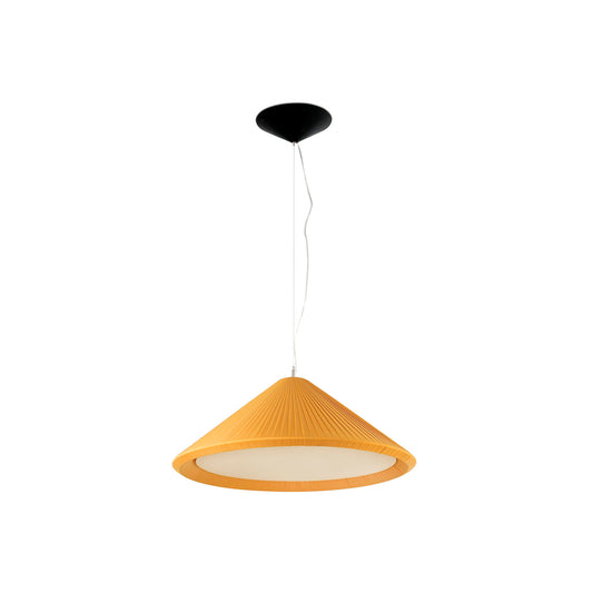 Lámpara colgante SAIGON IN 700 en amarillo tostado de FARO, diseño de suspensión interior en acero y textil para residencial y hoteles