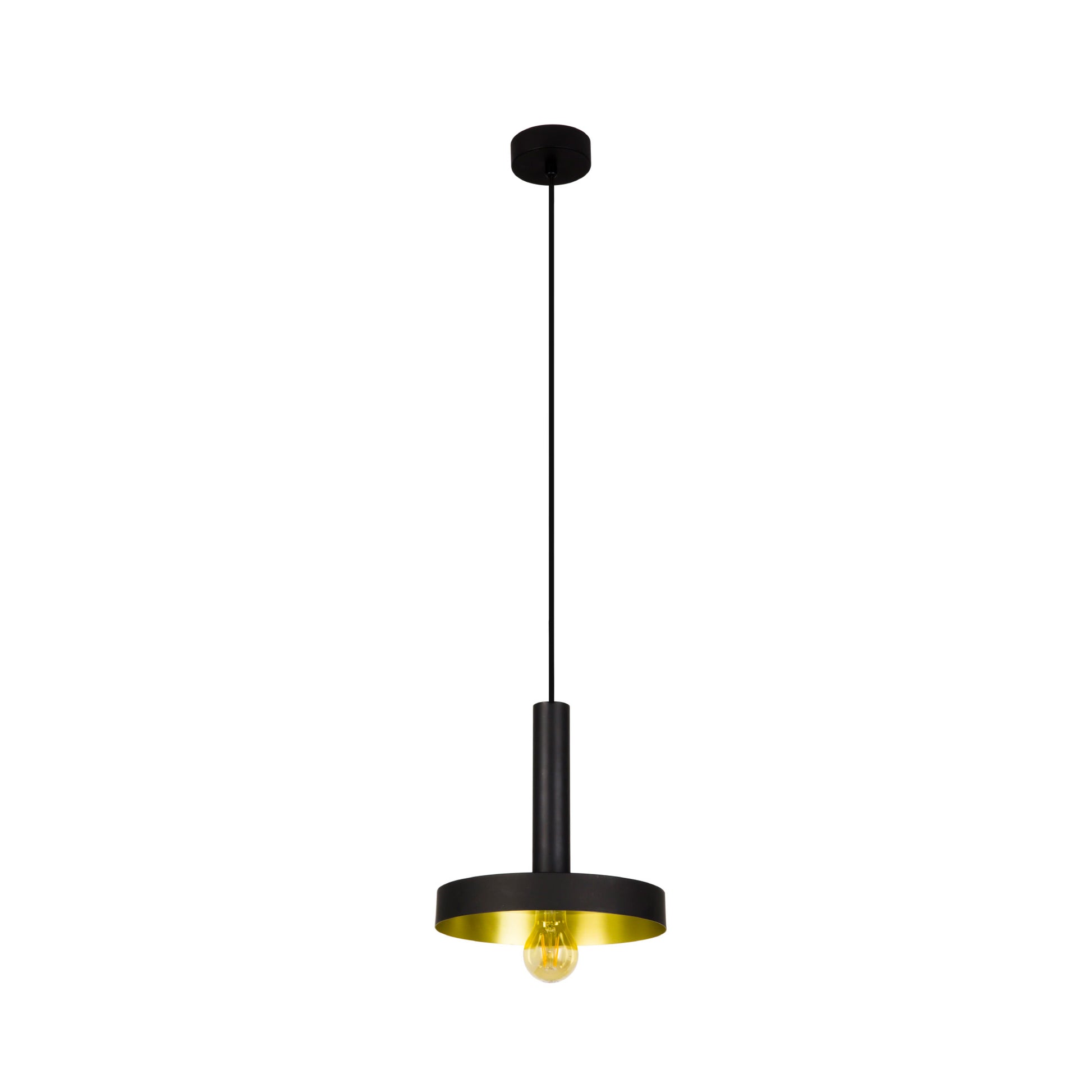 Lámpara colgante WHIZZ en negro y oro satinado de FARO, modelo 20160, diseño moderno de acero suspendido para iluminación interior LED en el hogar