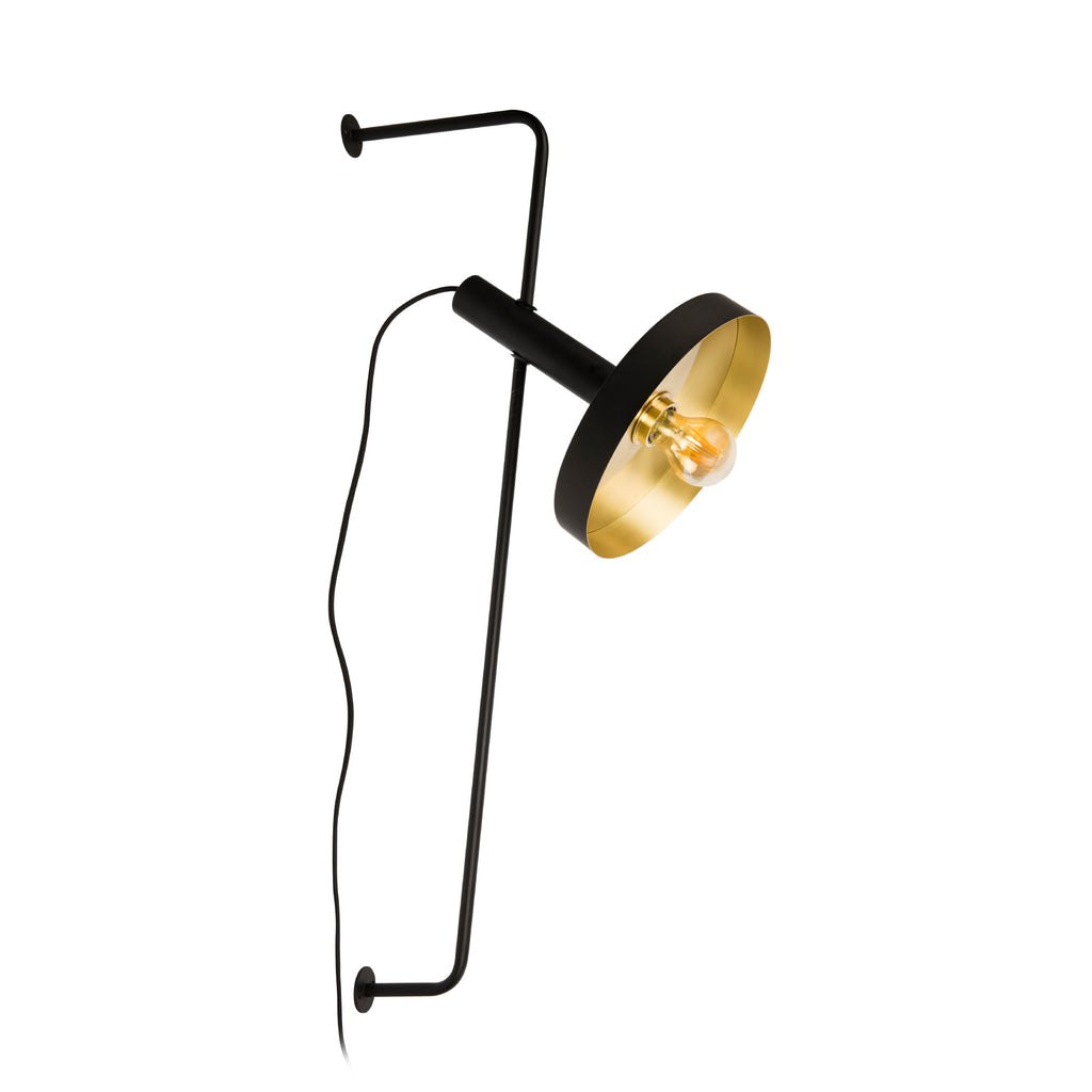 Aplique de pared WHIZZ negro/oro FARO 20165-95, luminaria moderna de acero para interior, diseño iluminación pared superficie