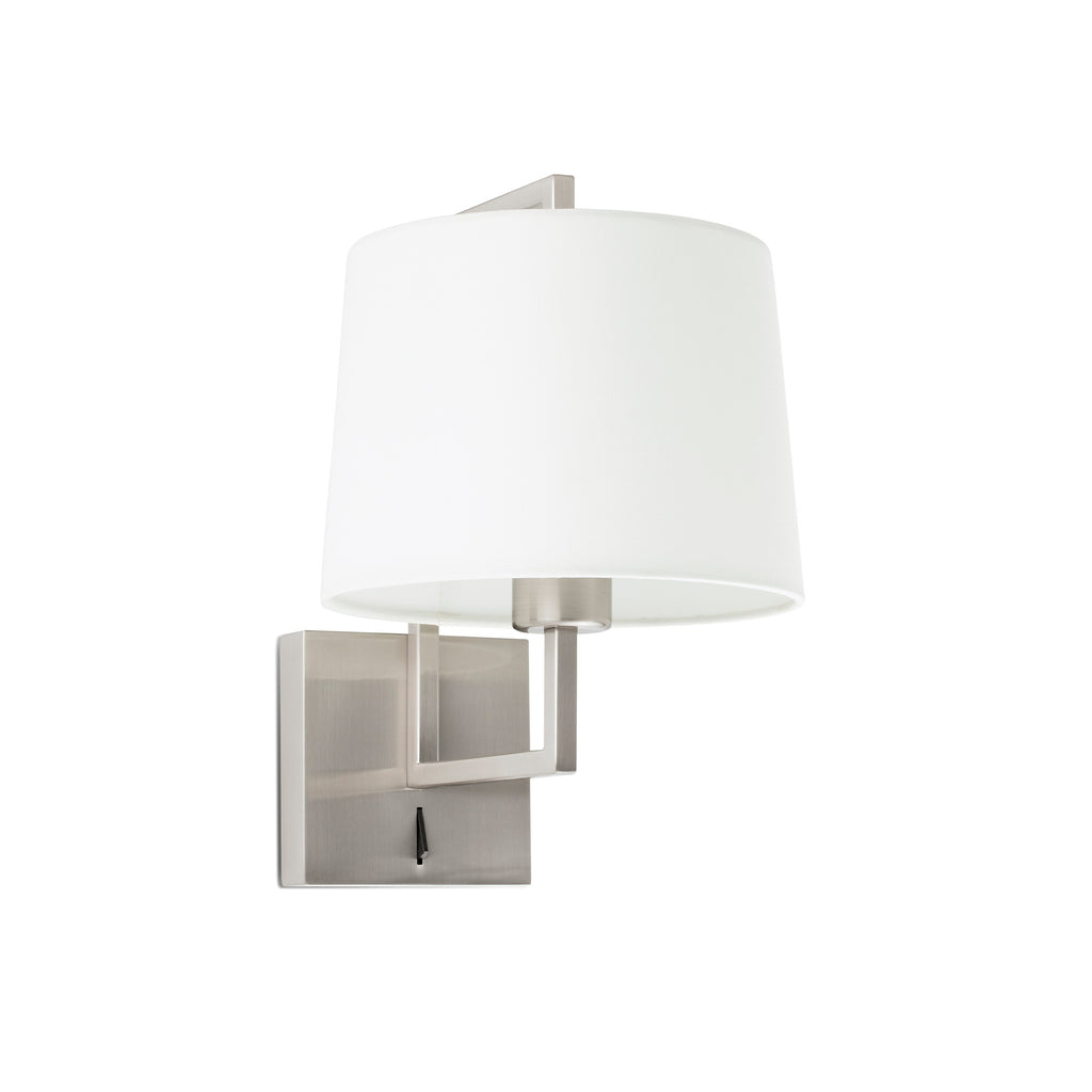 Luminaria de pared FRAME en níquel mate y blanca de FARO, modelo 20170-01, para iluminación interior en dormitorios y hoteles