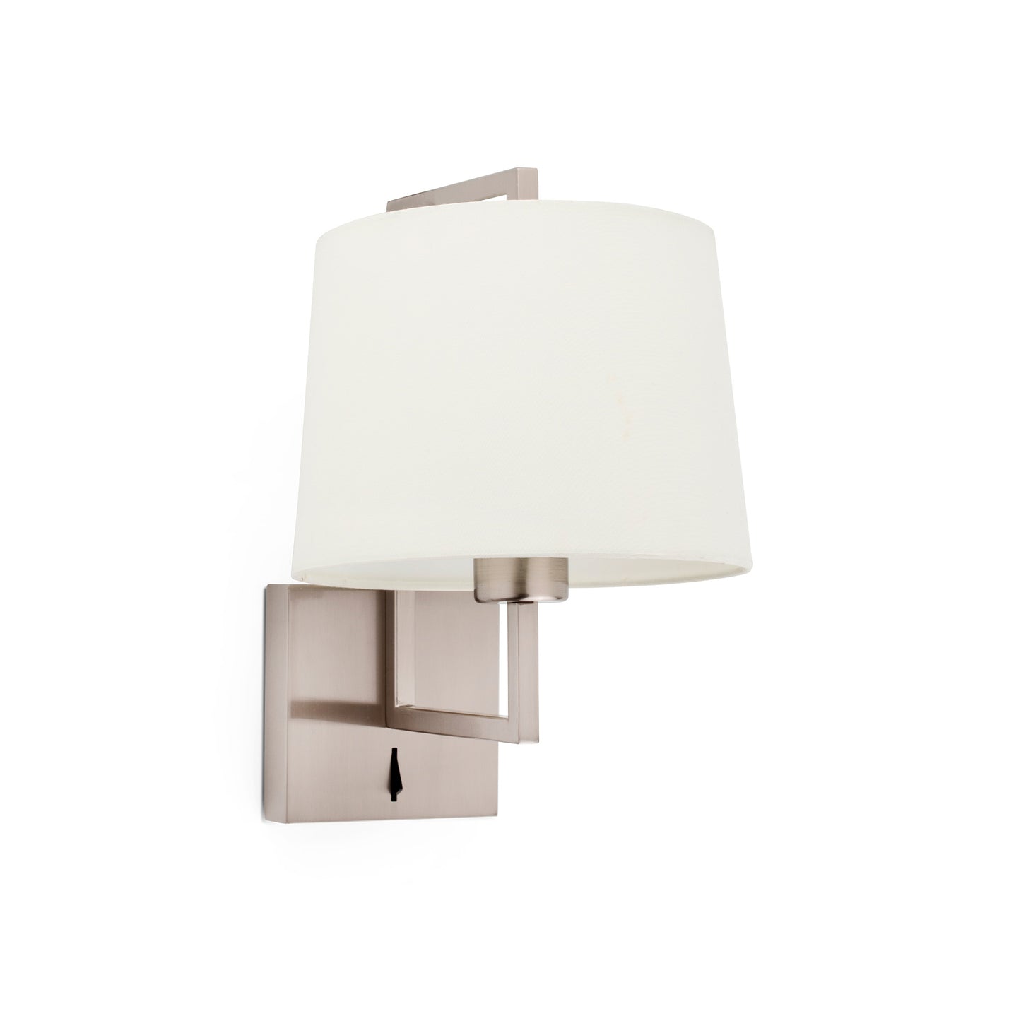 Aplique de pared FRAME en níquel mate y beige, luminaria FARO 20170-02 para interior, acero y textil, ideal para dormitorio y hotel