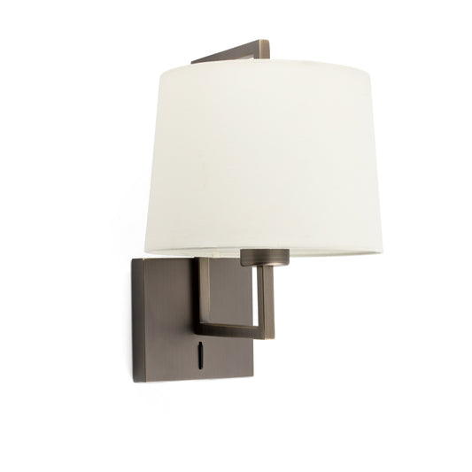 Luminaria de pared FRAME en oro viejo y beige de FARO (modelo 20171-02), aplique de acero para iluminación interior de dormitorios, hoteles y restauración