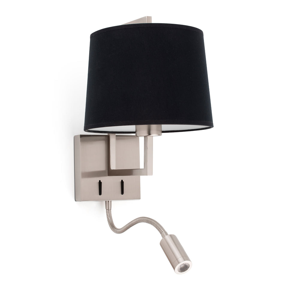 Modelo 3D interactivo y realidad aumentada de Aplique de Pared FRAME Níquel Mate/Negra LED | FARO | 20172-03